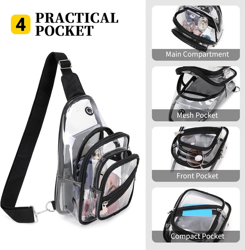 ASKSKY Clear Bag for Stadium Events, Clear Backpack Purse for Women Waterproof PVC Crossbody Fanny Pack for Concert - Image 4
